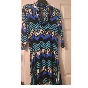 Reborn Chevron Cowl Assymetrical Flowy  Dress